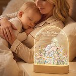 Personalized Hand-Painted Watercolour Style Photo Acrylic Night Light with Name and Title Room Decor Mother's Day Birthday Gift for Newborns Mom