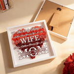 Personalised 1-6 Names Love Paper Flower Shadow Box Frame with Title Home Decor Anniversary Mother's Day Gift for Wife Woman