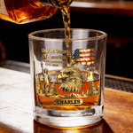 Personalized American Flag Statue of Liberty 10 oz Rock Whiskey Glass with Name and Year Father's Day Birthday Gift for Men American Culture Lovers