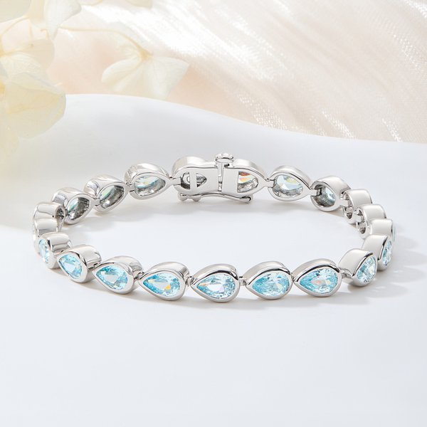 Personalised Teardrop Birthstone Tennis Bracelet Elegant Dainty Jewellery Birthday Mother's Day Anniversary Gift for Mom Wife Girlfriend Friend