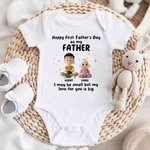 Personalized Cartoon Father Baby Character Star 100% Cotton T-shirt Baby Bodysuit Matching Outfit with Names 1st Father's Day Gift for Baby Dad