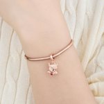 Personalised Cute Highland Cow Birthstone Bracelet with Initial Dainty Jewellery Birthday Valentine's Day Anniversary Gift for Women