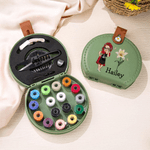 Personalized Birth Flower Cartoon Character Sewing Tool Box with Name Daily Storage Birthday Gift for Sewing Lovers