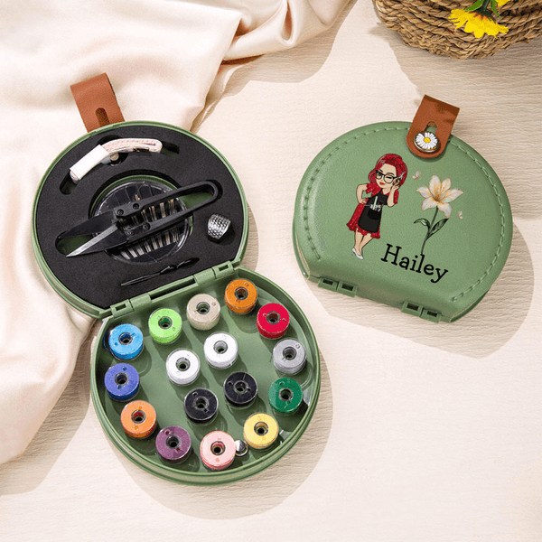 Personalized Birth Flower Cartoon Character Sewing Tool Box with Name Daily Storage Birthday Gift for Sewing Lovers