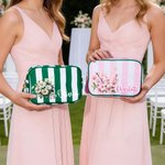 Personalised Multicolor Birth Flower Striped Makeup Bag with Name and Tassel Travel Essential Birthday Mother's Day Gift for Women