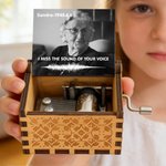 Personalized Vintage Floral Photo Wooden Music Box with Text and Mechanical Melody Memorial Gift for Family