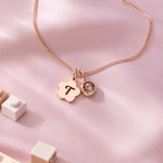 Personalizada Birthstone Geométrica Collar con la inicial grabada Dainty Joyería Cumpleaños Día del Niño Regalo para los niños