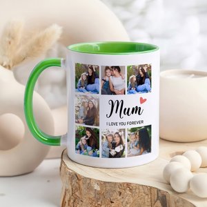 Personalised 7 Photos 11 oz 15 oz Multicolor Ceramic Mug with Title and Text Birthday Mother's Day Gift for Mom Grandma