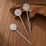 Personalized Cattle Brand Turquoise Initials Western Style Cowboy Toothpick Hat Pin Birthday Anniversary Gift for Cowboy Man