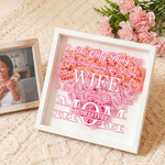 Personalised 1-6 Names Love Paper Flower Shadow Box Frame with Title Home Decor Anniversary Mother's Day Gift for Wife Woman
