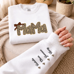Personalized Retro Leopard Print Design Multicolor Soft Sweatshirt Hoodie with Title and Name Birthday Mother's Day Gift for Mom Grandma