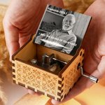 Personalized Vintage Floral Photo Wooden Music Box with Text and Mechanical Melody Memorial Gift for Family