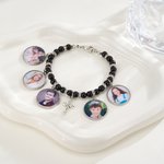 Personalizada 1-5 Fotos Cruz de cuentas elástico Stretch pulsera conmemorativa religiosa regalo para las mujeres cristianas