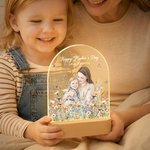 Personalized Hand-Painted Watercolour Style Photo Acrylic Night Light with Name and Title Room Decor Mother's Day Birthday Gift for Newborns Mom