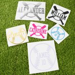 Personalised Multicolor Baseball Bat Waterproof Helmet Sticker Set of 5 with Name and Number Game Day Birthday Gift for Baseball Players Enthusiasts