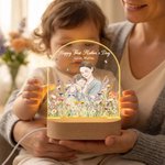 Personalized Hand-Painted Watercolour Style Photo Acrylic Night Light with Name and Title Room Decor Mother's Day Birthday Gift for Newborns Mom