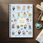 Personalised Holy Saints of Heaven Guardian A5 Spiral Notebook with Name and 120 Lined Pages Baptism Prayer Gift for Kids Catholics