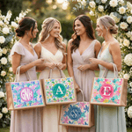 Personnalisé Summer Tropical Floral Monogram Large Capacity Jute Tote Bag with Name Daily Use Birthday Gift for Bestie Sister Woman