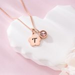 Personalizada Birthstone Geométrica Collar con la inicial grabada Dainty Joyería Cumpleaños Día del Niño Regalo para los niños
