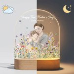 Personalized Hand-Painted Watercolour Style Photo Acrylic Night Light with Name and Title Room Decor Mother's Day Birthday Gift for Newborns Mom