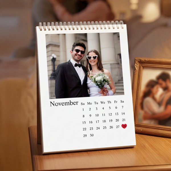 Personalized 12 Photos 2026 2027 Calendar with Text Special Date Anniversary Birthday Gift for Newborn Family Friends