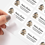 Personalized Graduation Cap Animal Waterproof Stickers with Name Return Address Label Celebration Party Decor Graduation Ceremony Gift for Graduates
