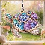 Personalized Crystal Turtle Sun Catcher Acrylic Ornament with Title and Names Mother's Day Birthday Gift for Mom Grandma