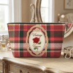 Personalizzato Vintage Plaid nascita fiore borsa per il trucco con nome Festa della mamma regalo di compleanno per la mamma donna