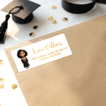Personalisierte Cartoon Graduate wasserdichte Aufkleber Etiketten mit Namen und Adresse DIY Geschenkkarte Dekor Graduierung Feier Party Favorit für Absolventen