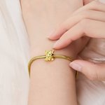 Personalised Cute Highland Cow Birthstone Bracelet with Initial Dainty Jewellery Birthday Valentine's Day Anniversary Gift for Women