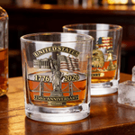 Personalized American Flag Statue of Liberty 10 oz Rock Whiskey Glass with Name and Year Father's Day Birthday Gift for Men American Culture Lovers