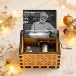 Personalized Vintage Floral Photo Wooden Music Box with Text and Mechanical Melody Memorial Gift for Family