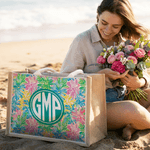 Personnalisé Summer Tropical Floral Monogram Large Capacity Jute Tote Bag with Name Daily Use Birthday Gift for Bestie Sister Woman