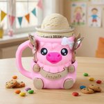 Personalised Highland Cow Ice Cream Pint Holder with Hidden Dice Drawer and Name Birthday Gift for Highland Cow Lovers