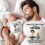 Personalized Cartoon Father Baby Character Star 100% Cotton T-shirt Baby Bodysuit Matching Outfit with Names 1st Father's Day Gift for Baby Dad