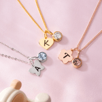 Personalizada Birthstone Geométrica Collar con la inicial grabada Dainty Joyería Cumpleaños Día del Niño Regalo para los niños