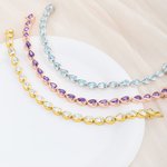 Personalised Teardrop Birthstone Tennis Bracelet Elegant Dainty Jewellery Birthday Mother's Day Anniversary Gift for Mom Wife Girlfriend Friend