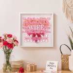 Personalised 1-6 Names Love Paper Flower Shadow Box Frame with Title Home Decor Anniversary Mother's Day Gift for Wife Woman