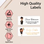 Personalisierte Cartoon Graduate wasserdichte Aufkleber Etiketten mit Namen und Adresse DIY Geschenkkarte Dekor Graduierung Feier Party Favorit für Absolventen