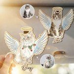 Personalisierte Aquarell Engel Design Haustier Foto Auto Visier Clip mit Namen Autozubehör Haustier Verlust Memorial Geschenk für Tierbesitzer Liebhaber
