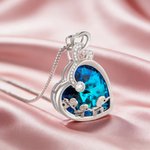 Personalizada en forma de corazón Birthstone Madre Niño Elefante Deslumbrante con Cristal Collar Regalo para Ella