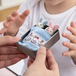 Personalised Cute Mom and Baby Plush Bunny Mini Pocket Tin Box with Colourful Name Comfort Toy Easter Birthday Gift for Kids