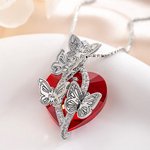 Personalizado Mes de Nacimiento Mariposa Circón Cristal Corazón Colgante Collar con 1-6 Nombre Grabado Cumpleaños Día de la Madre Regalo para las mujeres
