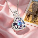Personalizada en forma de corazón Birthstone Madre Niño Elefante Deslumbrante con Cristal Collar Regalo para Ella
