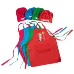 Personalized Cartoon Character Birth Flower Name Adjustable Kid Apron Chef Hat Set with Pocket for Cooking Christmas Birthday Gift for Boys Girls