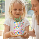 Personalised Flower Holding Mom Hands Ceramic Plant Pot and Bamboo Base with Name Birthday Mother's Day Gift for Mothers Kids