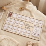 Henkilökohtainen syntymä läpi valmistumisen kouluvuosien puinen muistomerkki valokuvakehys, jossa on nimi Ensimmäinen koulupäivä Valmistumislahja lapsille Valmistuneet lapset