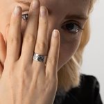 Personalizado Viejo Inglés Fuente Gótico Anillo Estilo Tatuaje Joyería con Nombre Grabado Regalo para Él Ella