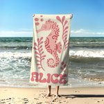 Personalisiertes Strandtuch mit Meerestiere und Namen | schnelltrocknend und übergroß | Sommer Geburtstag Geschenk für Ozeanliebhaber