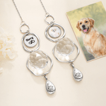 Personalised Pet Photo Gem Paw Print Sun Catcher with Engraved Name Urn Pendant Memorial Sympathy Gift for Dog Cat Pet Owners